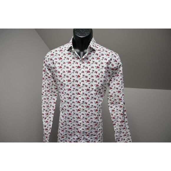Express Slim Fit Dress Shirt Floral Button Up Long Sleeve Mens Sz Medium - Picture 3 of 9